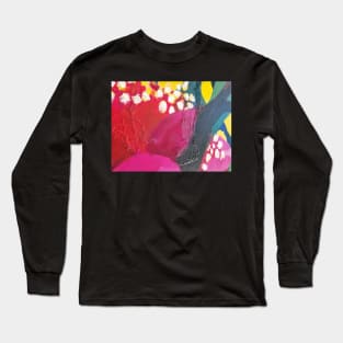 Green and Hot Pink Abstract Design Long Sleeve T-Shirt